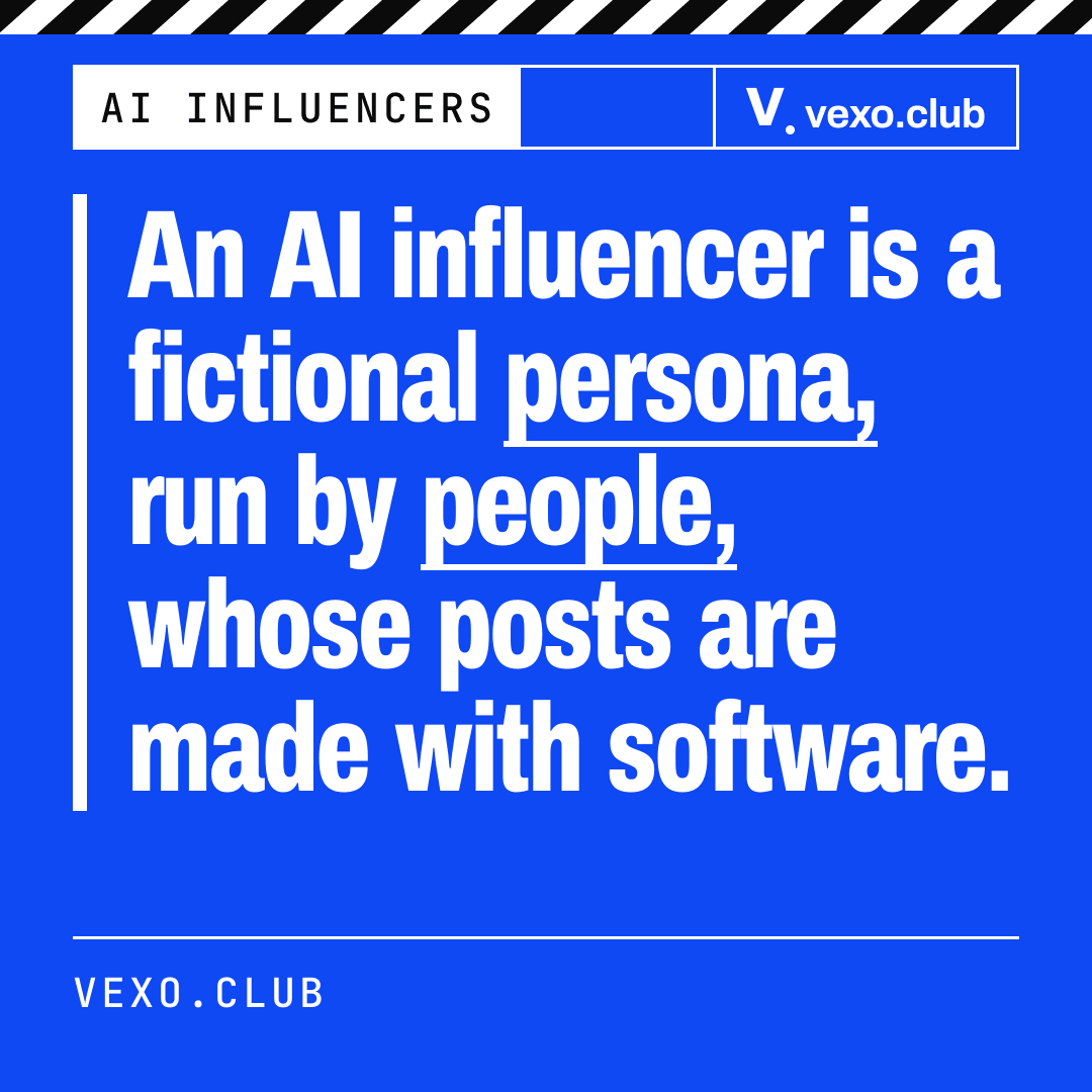 Quote card: an AI influencer is a fictional persona run by people and made with software, AI influencers in India