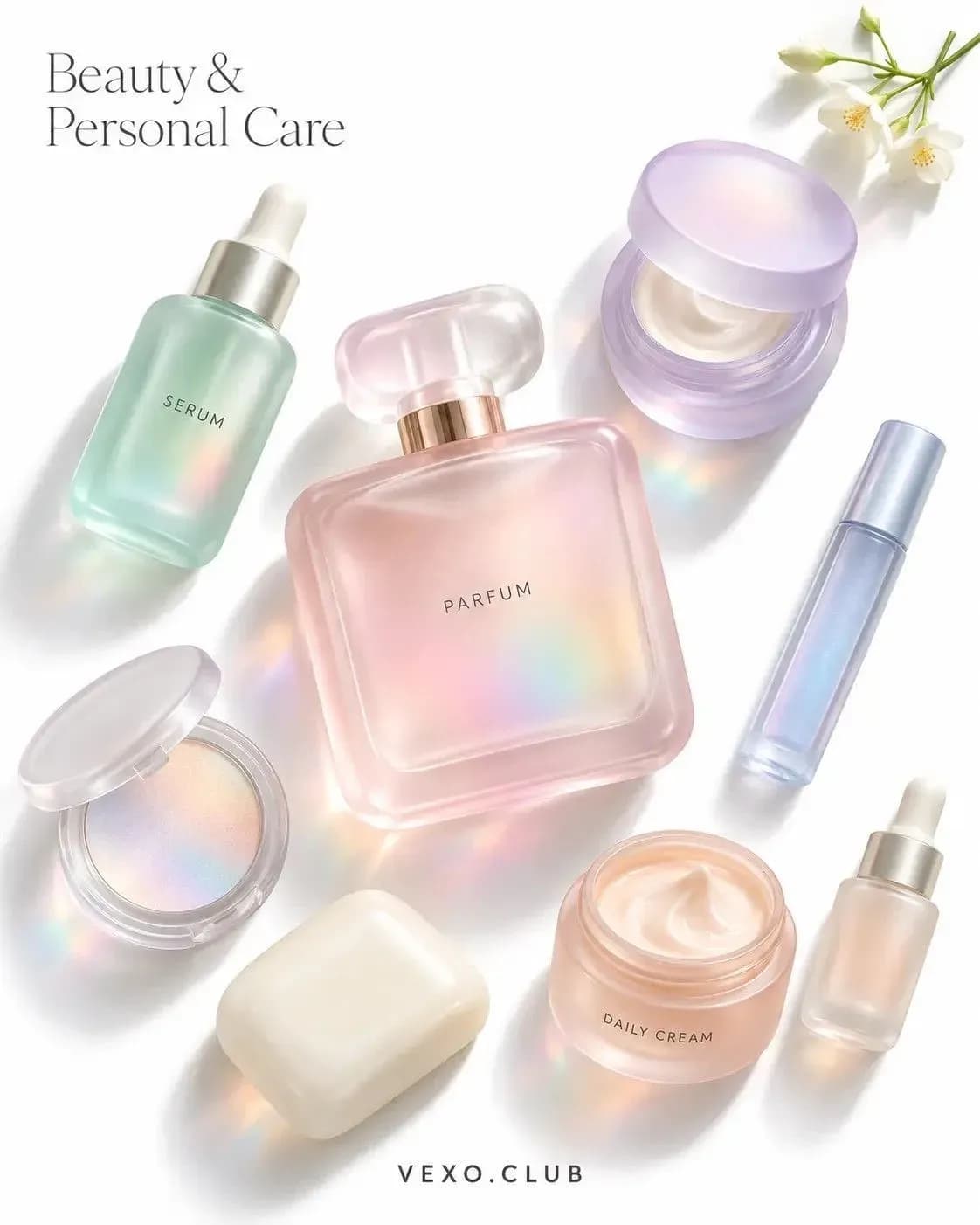 Beauty product still of a cream jar in ritual lighting for Vexo.club: cream-forward companion to the glow serum key visual.