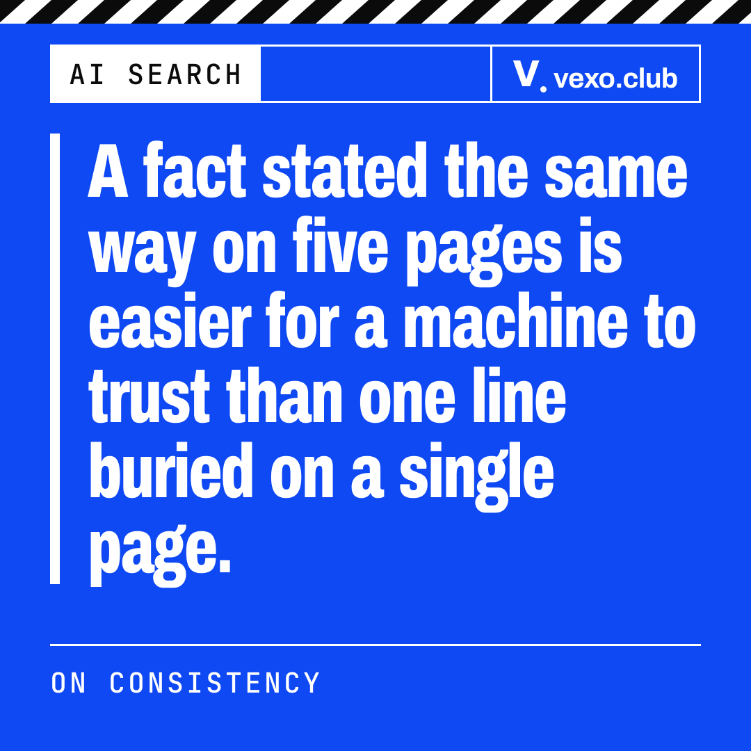 Quote card: a fact repeated the same way across pages is easier for a machine to trust than one buried line