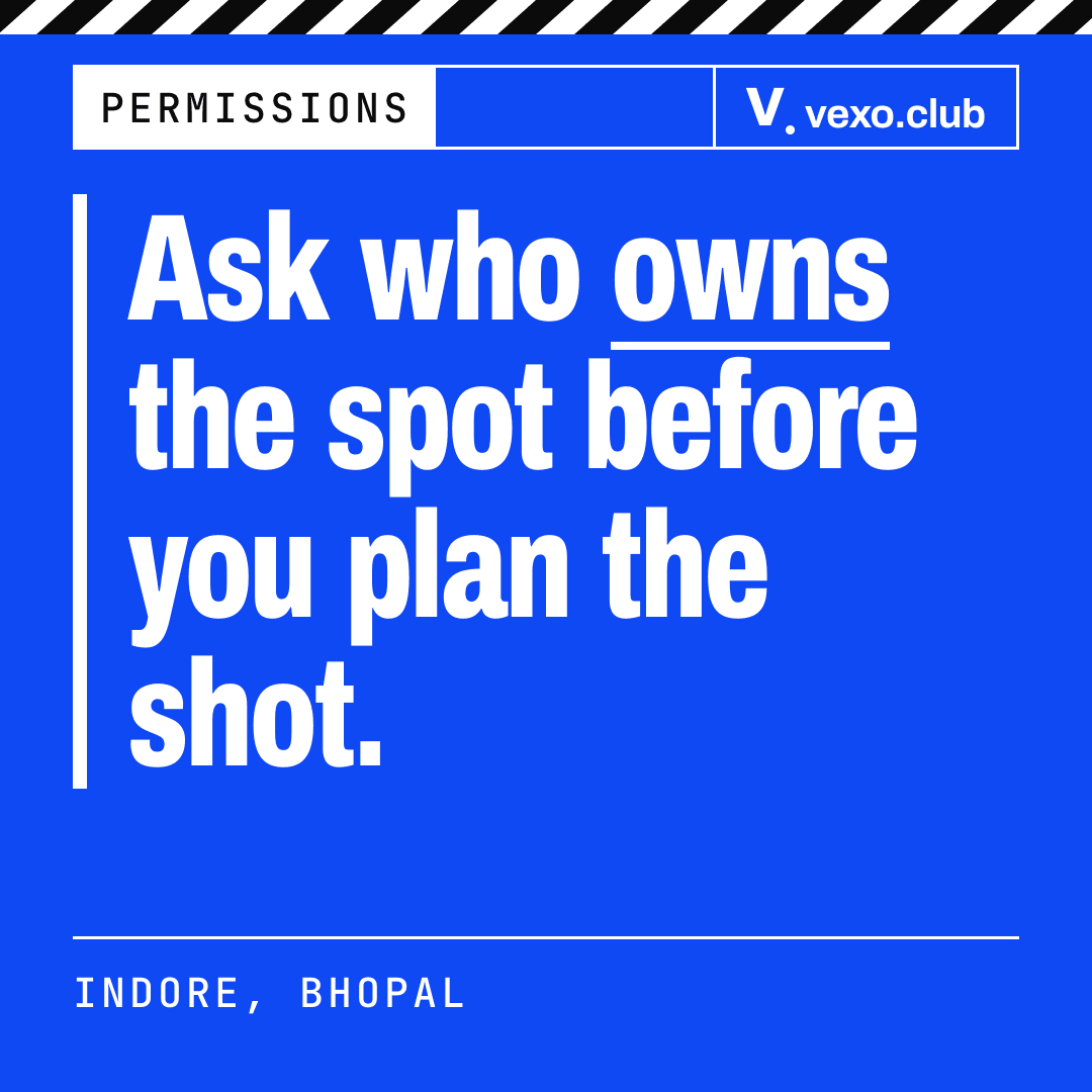 Quote card: ask who owns the spot before you plan the shot, a rule for filming creator content in Indore and Bhopal