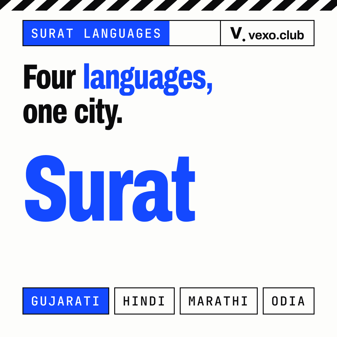 Surat set large over four chips: Gujarati, Hindi, Marathi and Odia, the four largest mother tongues in the 2011 census