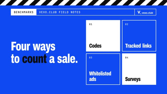 Codes, tracked links, whitelisted ads and surveys in four cells — measuring influencer marketing ROI, vexo.club