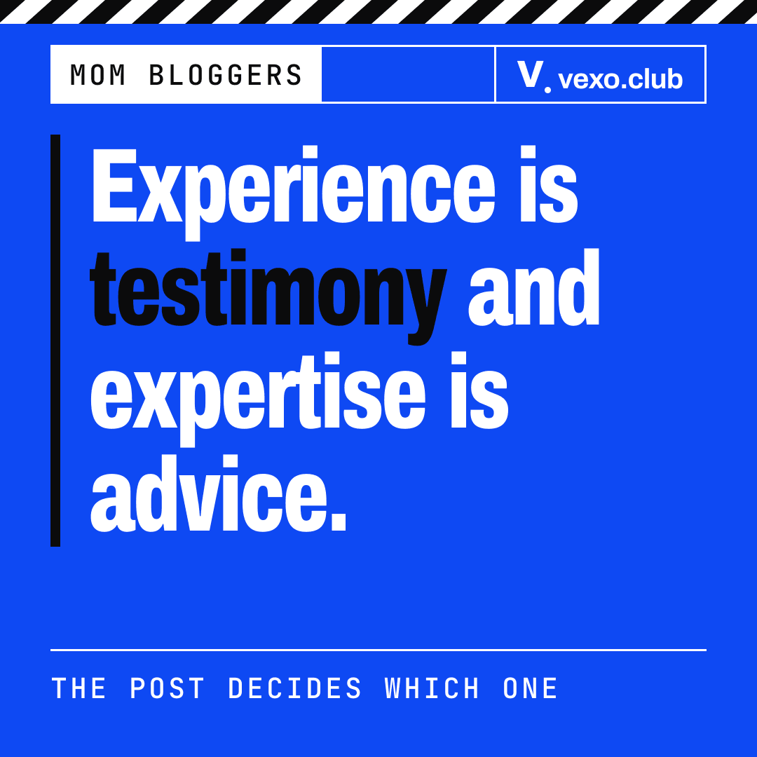 Quote card: experience is testimony and expertise is advice — how mom bloggers in India differ from parenting experts