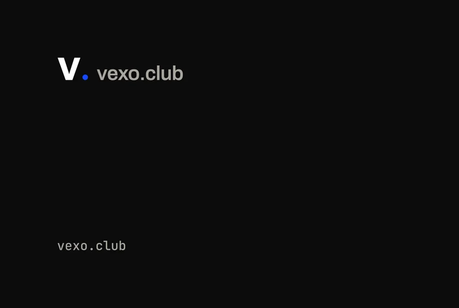 vexo.club business card template — press kit of an influencer marketing company.