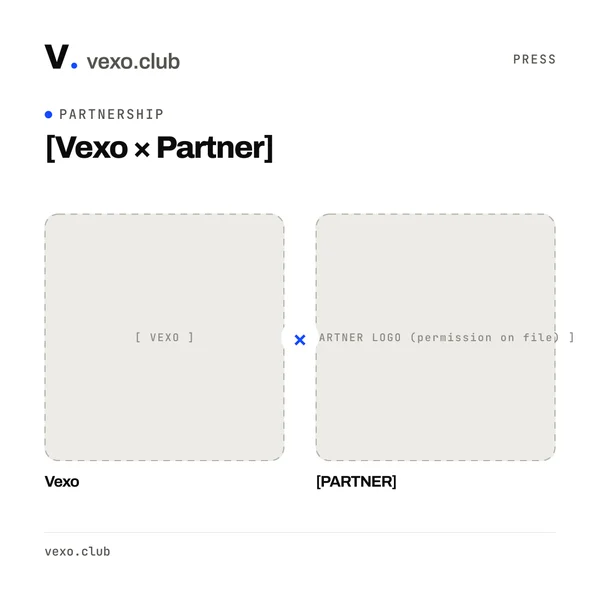 vexo.club partnership post template — press kit of an influencer marketing company.