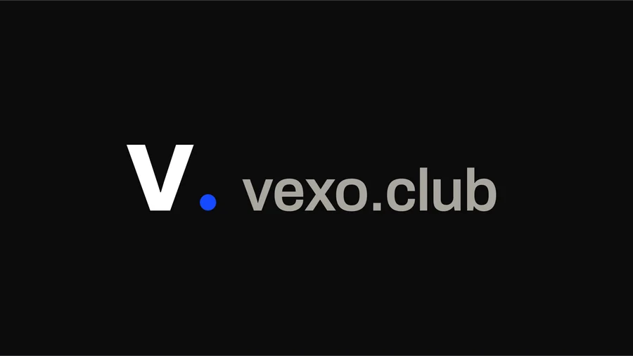 vexo.club presentation title slide template — press kit of an influencer marketing company.