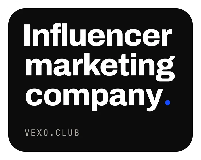 vexo.club badge sticker, paper on ink — influencer marketing agency in India.