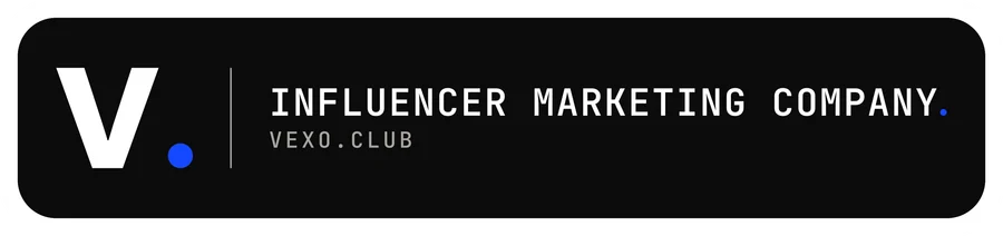 vexo.club bumper sticker, paper on ink — influencer marketing agency in India.