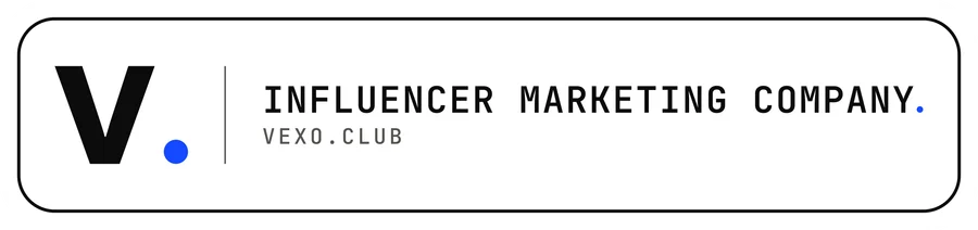 vexo.club bumper sticker, ink on paper — influencer marketing agency in India.