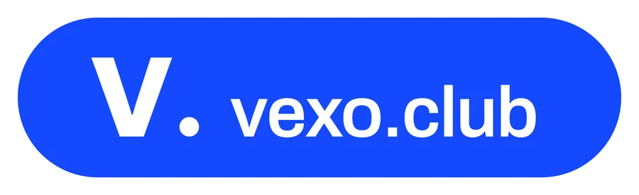 vexo.club capsule logo sticker in blue — influencer marketing agency in India.