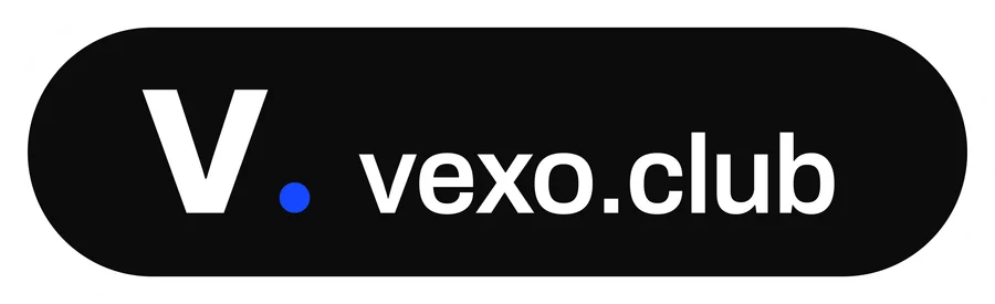vexo.club capsule logo sticker in ink — influencer marketing agency in India.