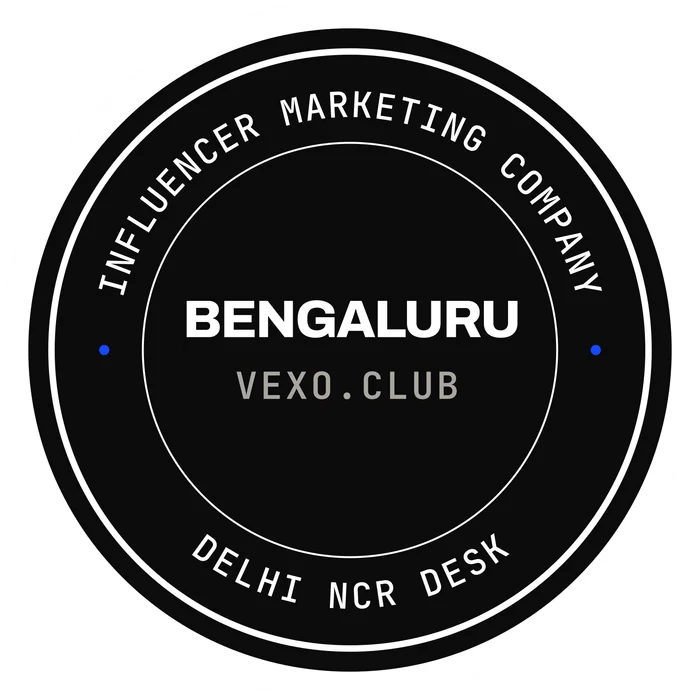 vexo.club Bengaluru postmark sticker, paper on ink — influencer marketing agency in Bangalore.