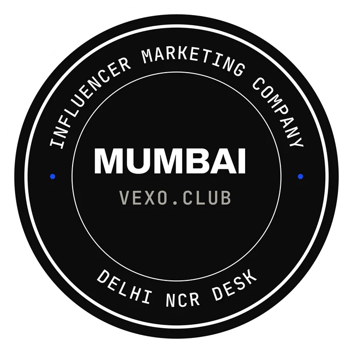 vexo.club Mumbai postmark sticker, paper on ink — influencer marketing agency in Mumbai.