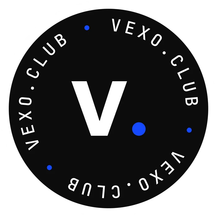 vexo.club seal logo sticker in ink — influencer marketing agency in India.